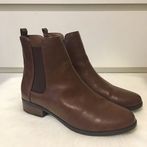 Cognac Leather Chelsea Ankle Boots